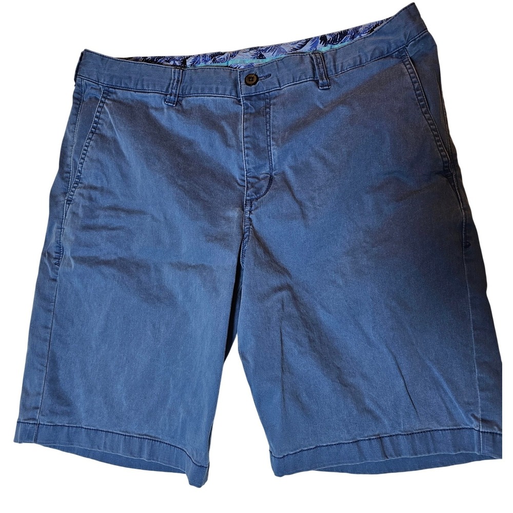 Tommy Bahama Boracay Shorts Mens 36 Blue Cotton Tencel Blend Chino Flat Front